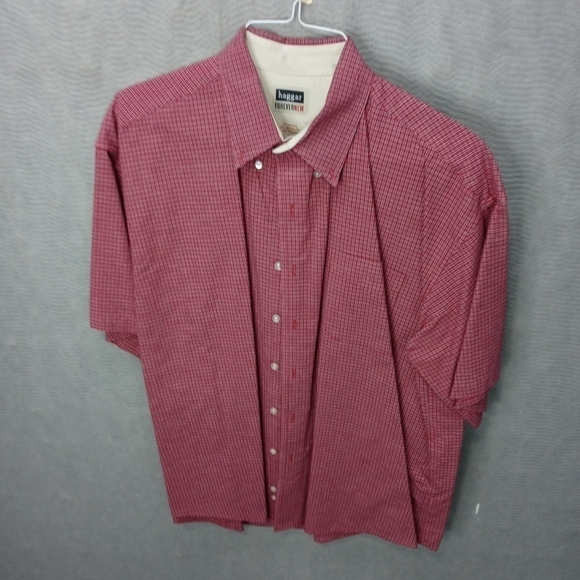 Haggar men's sz XL short sleeve button red plaid c - Picture 1 of 9